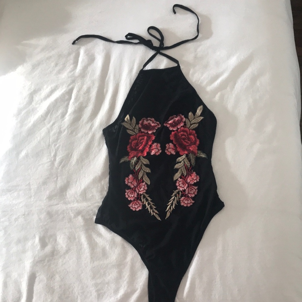 Floral embroidered one piece